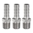 thumbnail image 1 of Uxcell 3pcs Stainless Steel Hose Barb Fitting 10mm Barbed x 1/4" NPT Male Pipe Fitting, 1 of 6