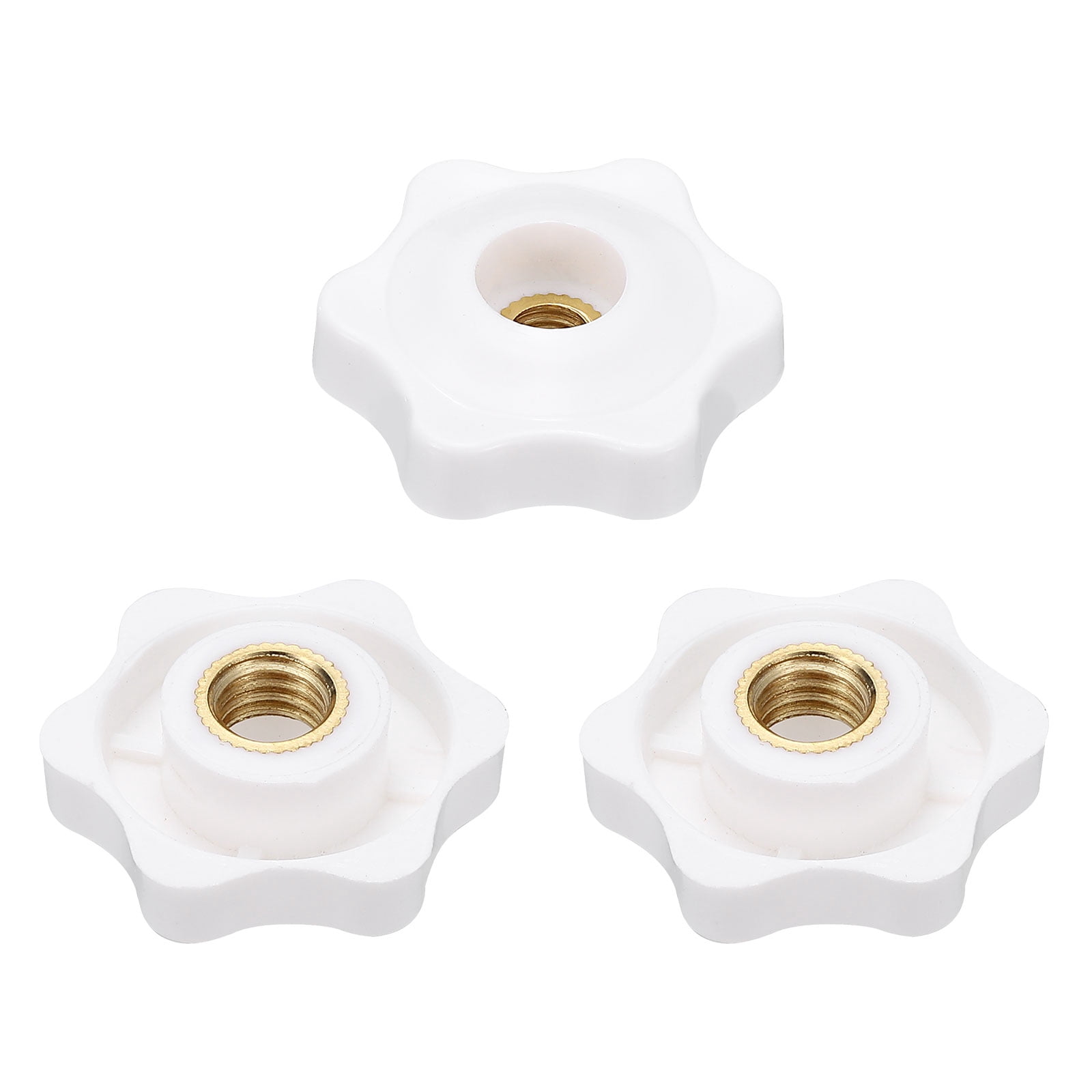 Uxcell 3pcs Star Knobs M8 Female Thread 32mm 6-Point Plastic Head Brass ...