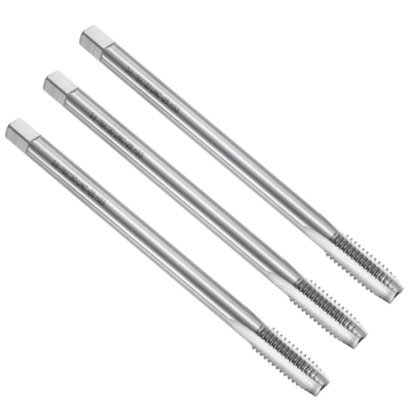 Uxcell 3pcs Straight Flute Screw Taps 3/8-16 UNC 2B Thread 5" Extra Long HSS6542 Machine Threading Milling Tap Tapping Tools