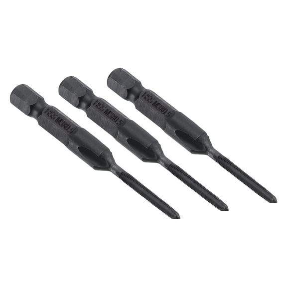 Uxcell 3pcs Straight Flute Thread Tap, M3 x 0.5 Metric Thread 1/4" Hex Shank Screw Threading Tapping Tool Machine Taps