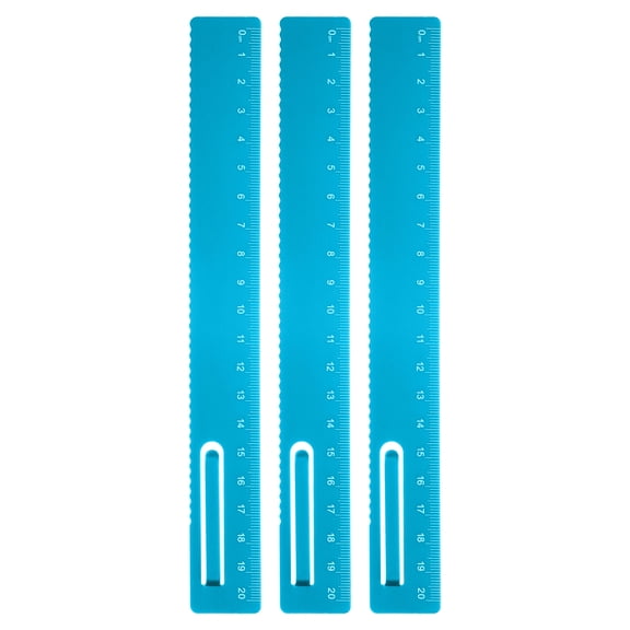 Uxcell 3pcs Straight Ruler 20cm Metric Metal Aluminum Alloy Measuring Bookmark Clip Ruler Scale Tool for Measure Study Reading Classroom Office, Blue