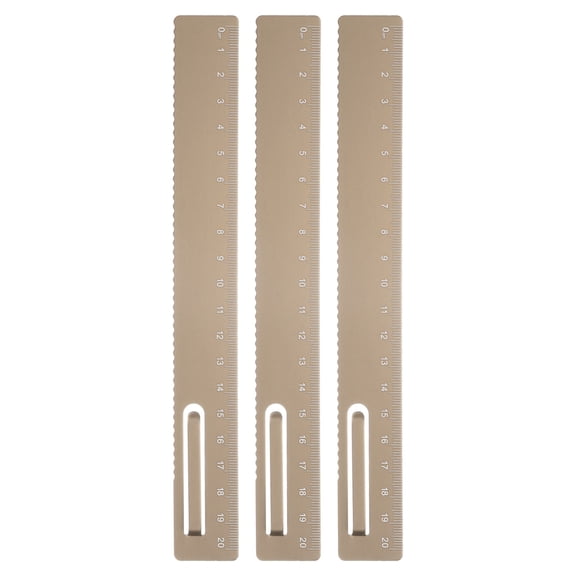 Uxcell 3pcs Straight Ruler 20cm Metric Metal Aluminum Alloy Measuring Bookmark Clip Ruler Scale Tool for Measure Study Reading Classroom Office, Gold