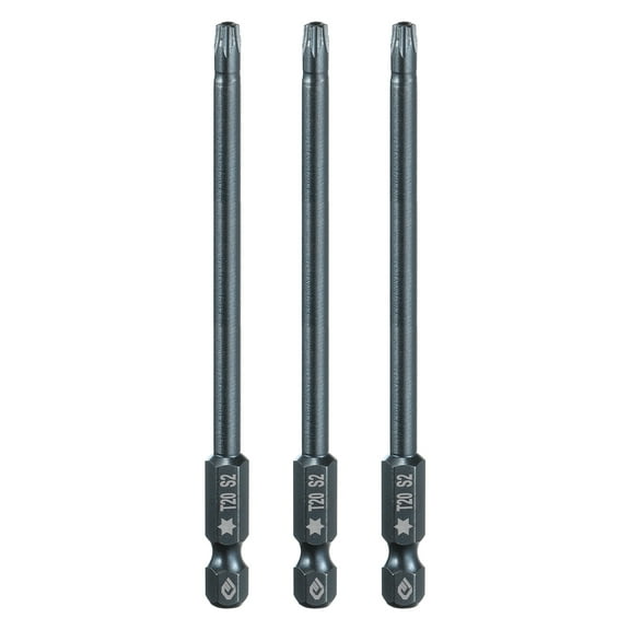 Uxcell 3pcs T20 Torx Screwdriver Bit 1/4" Hex Shank 4" Long S2 Steel Magnetic 6 Point Screw Driver Bits Industrial Grade Tamper Proof Star Drill Bits with No Hole Torx Head