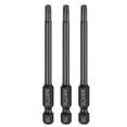 thumbnail image 1 of Uxcell 3pcs T20 Torx Screwdriver Bit 1/4" Hex Shank 75mm/3" Length S3 Steel Magnetic Tamper Proof Star 6 Point Head Hex Screw Driver Bits, Black, 1 of 7