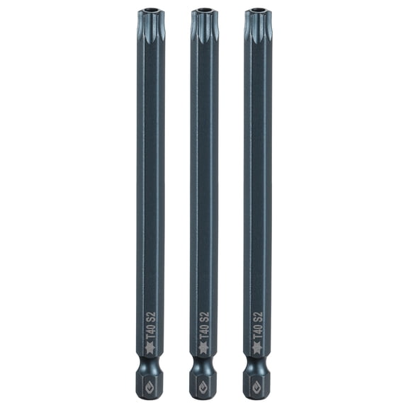 Uxcell 3pcs T40 Torx Screwdriver Bit 1/4" Hex Shank 4" Long S2 Steel Magnetic 6 Point Screw Driver Bits Industrial Grade Tamper Proof Star Drill Bits with No Hole Torx Head