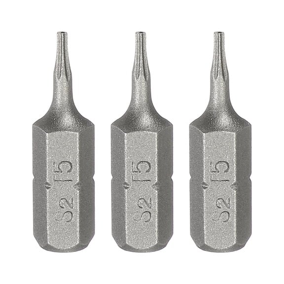 Uxcell 3pcs T5 Torx Screwdriver Bit 1/4" Hex Shank 25mm/1" Length S2 Steel Star 6 Point Head Hex Security Screw Driver Bits with Hole for Impact Electric Screw Driver Power Tools, Grey