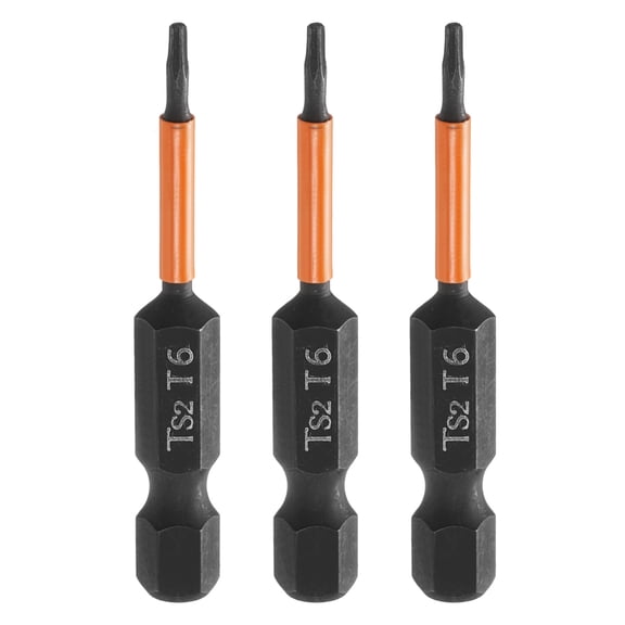 Uxcell 3pcs T6 Torx Head Screwdriver Bit 2" Long 1/4" Hex Shank Magnetic Tamper Proof 6 Point Star Screw Driver Black Phosphate