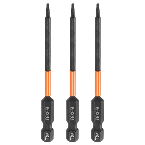 Uxcell 3pcs T6 Torx Head Screwdriver Bit 4" Long 1/4" Hex Shank Magnetic Tamper Proof 6 Point Star Screw Driver Black Phosphate