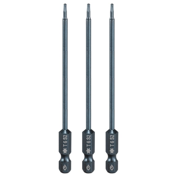 Uxcell 3pcs T6 Torx Screwdriver Bit 1/4" Hex Shank 4" Long S2 Steel Magnetic 6 Point Screw Driver Bits Industrial Grade Tamper Proof Star Drill Bits with No Hole Torx Head