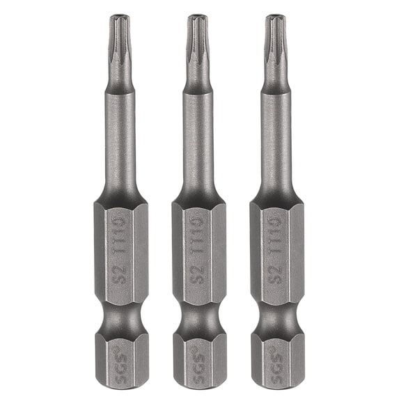 Uxcell 3pcs TT10 Security Torx Head Screwdriver Bit 2" (50mm) Long 1/4" Hex Shank Magnetic Tamper Proof 6 Point Star Screw Driver