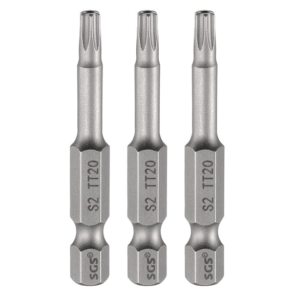 Uxcell 3pcs TT20 Security Torx Head Screwdriver Bit 2" (50mm) Long 1/4" Hex Shank Magnetic Tamper Proof 6 Point Star Screw Driver
