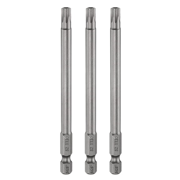 Uxcell 3pcs TT30 Security Torx Head Screwdriver Bit 4.33" (110mm) Long 1/4" Hex Shank Magnetic Tamper Proof 6 Point Star Screw Driver