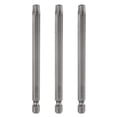 thumbnail image 1 of Uxcell 3pcs TT40 Security Torx Head Screwdriver Bit 4" (100mm) Long 1/4" Hex Shank Magnetic Tamper Proof 6 Point Star Screw Driver, 1 of 7