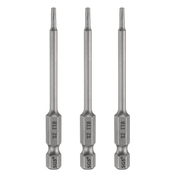 Uxcell 3pcs TT8 Security Torx Head Screwdriver Bit 3.15" (80mm) Long 1/4" Hex Shank Magnetic Tamper Proof 6 Point Star Screw Driver