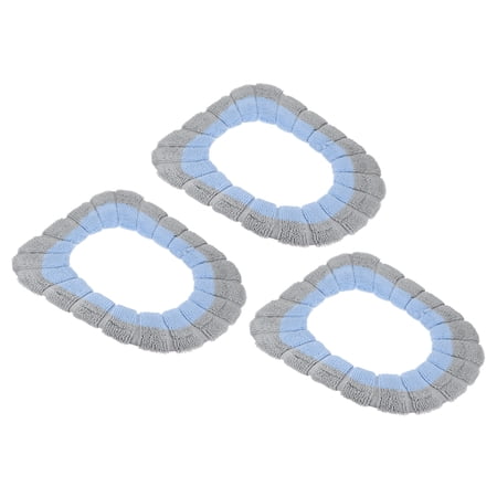 Uxcell 3pcs Toilet Seat Cover Pads Stretchable Washable Soft Thicker Warmer Toilet Seat-Grey Blue