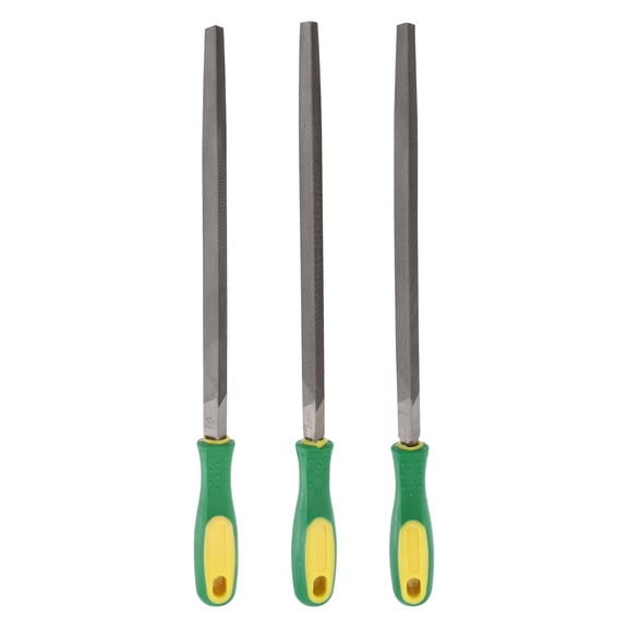 Uxcell 3pcs Triangle Coarse/Medium/Thin Cut File 10" Double Cut Teeth High Carbon Steel Hand Rasp File Plastic Handle for Metal Wood Deburring Removing