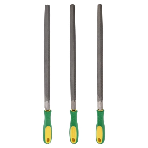Uxcell 3pcs Triangle Coarse/Medium/Thin Cut File 12" Double Cut Teeth High Carbon Steel Hand Rasp File Plastic Handle for Metal Wood Deburring Removing