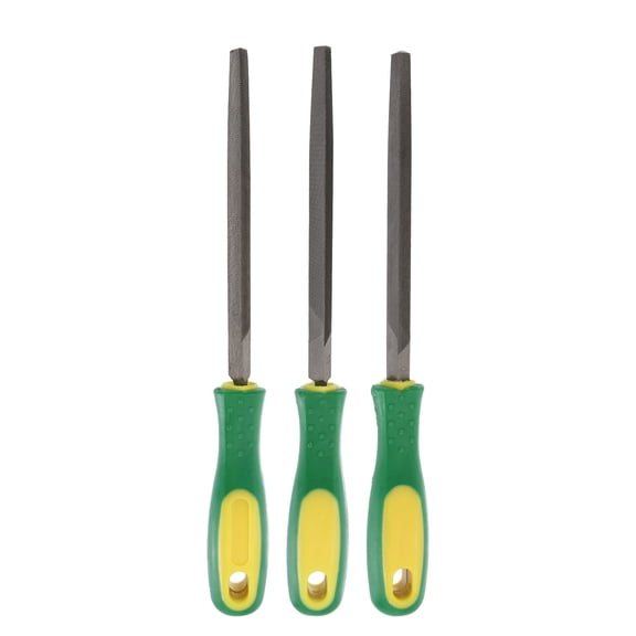 Uxcell 3pcs Triangle Coarse/Medium/Thin Cut File 6" Double Cut Teeth High Carbon Steel Hand Rasp File Plastic Handle for Metal Wood Deburring Removing