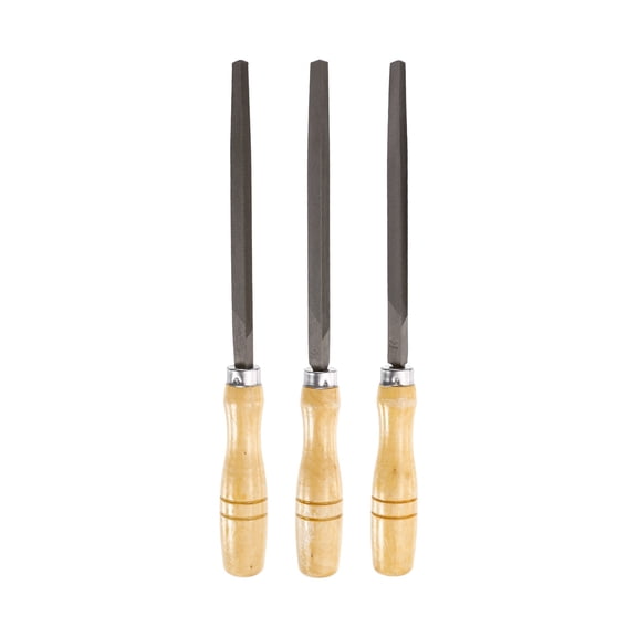 Uxcell 3pcs Triangle Coarse/Medium/Thin Cut File 6" Double Cut Teeth High Carbon Steel Hand Rasp File Wood Handle for Metal Wood Deburring Removing