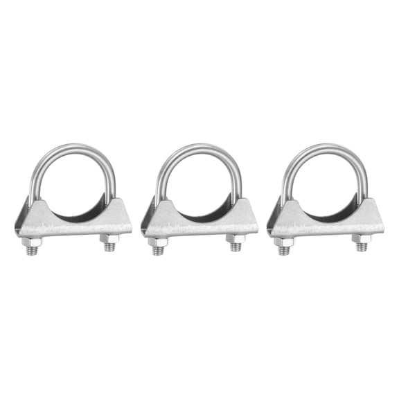 Uxcell 3pcs U-shaped Exhaust Pipe Clamp 1.7"/42mm M8 Stainless Steel U-bolt Exhaust Clamp Saddle Muffler Pipe Connector Tip Hook Clip Fits 1.7" Pipes for Silencers Elbow Joints Pipelines