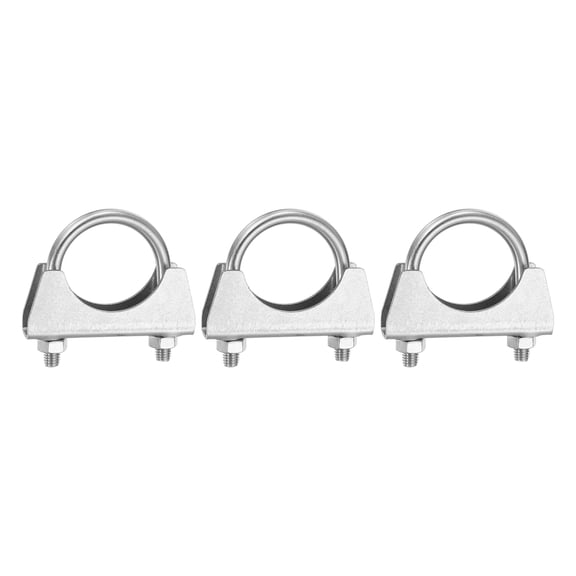 Uxcell 3pcs U-shaped Exhaust Pipe Clamp 1.8"/45mm M8 Stainless Steel U-bolt Exhaust Clamp Saddle Muffler Pipe Connector Tip Hook Clip Fits 1.8" Pipes for Silencers Elbow Joints Pipelines