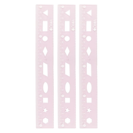 Uxcell 3pcs Unbreakable Flexible Rulers 20cm PVC Shatterproof Folding Plastic Ruler with Wavy Lines, Pink