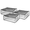 thumbnail image 1 of Uxcell 3pcs Underwear Drawer Organizer 6 Grids Foldable Storage Divider Boxes for Bra Socks Ties, Black, 1 of 6
