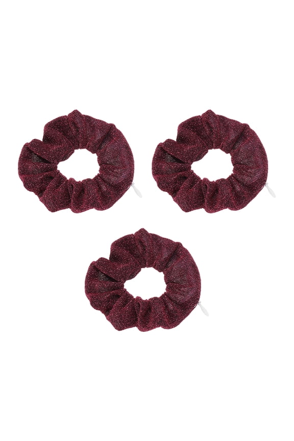 3pcs Velvet Scrunchie with Pocket Zipper (2 Inch) - Bling Elastic Bands Hair Ties Girls Women Hidden Compartment Pockets, for Ponytail Holder Travel Coins Keys, Red
