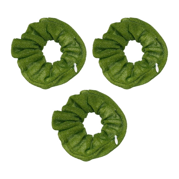 Uxcell 3pcs Velvet Scrunchie with Pocket Zipper (2 Inch) - Bling Elastic Bands Hair Ties Girls Women Hidden Compartment Pockets, for Ponytail Holder Travel Coins Keys, Green