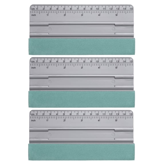 Uxcell 3pcs Vinyl Squeegee Felt Edge 6" Squeegee Felt Fabric Decal Vinyl Scraper with Ruler Measuring Car Wallpaper Smoothing Window Privacy Film Glass Tint Installation, Grey