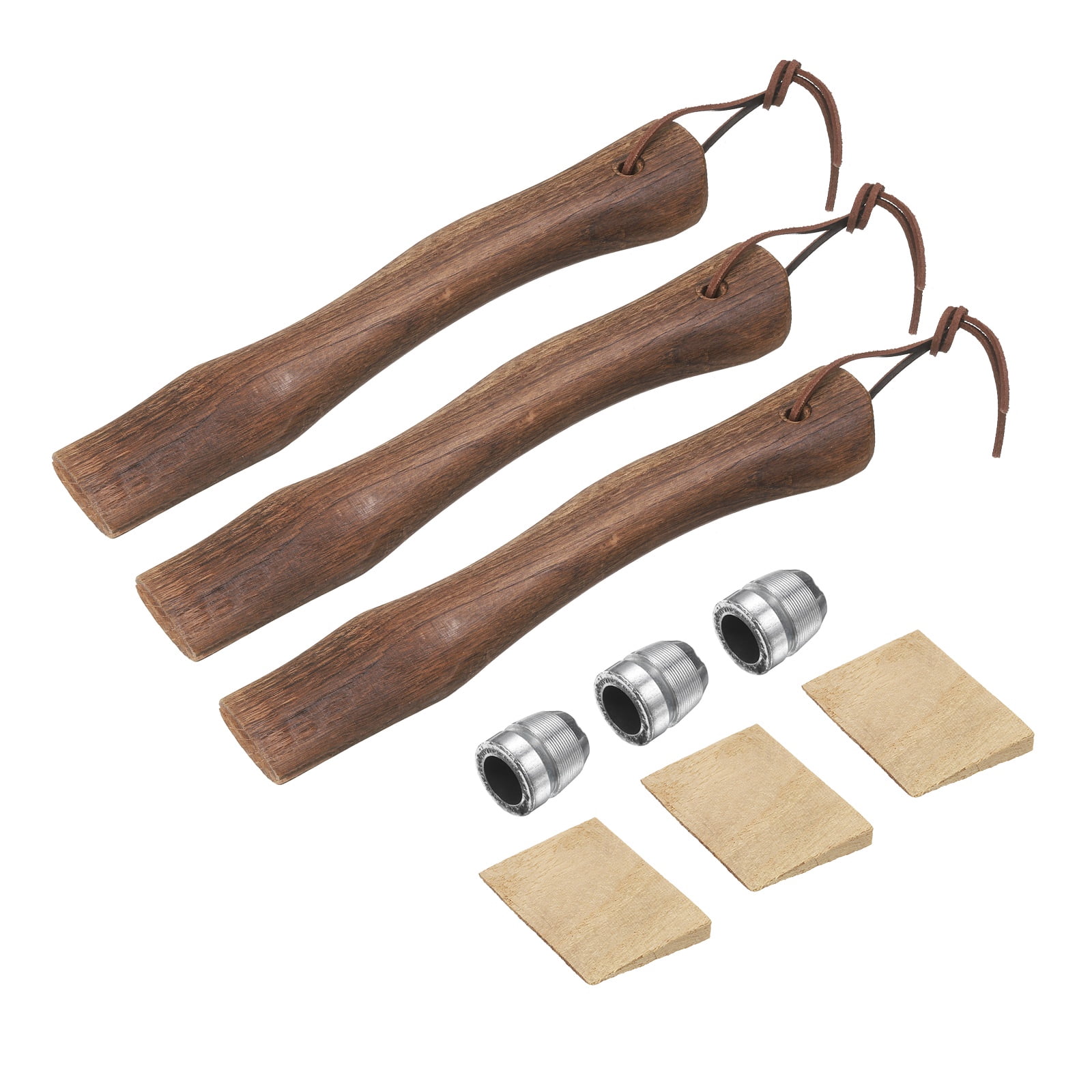 Uxcell 3pcs Wood Axe Handle Replacement 10.2" Universal Hickory Hatchet Handle with Wooden and Round Wedge for Camping Gardening Axe