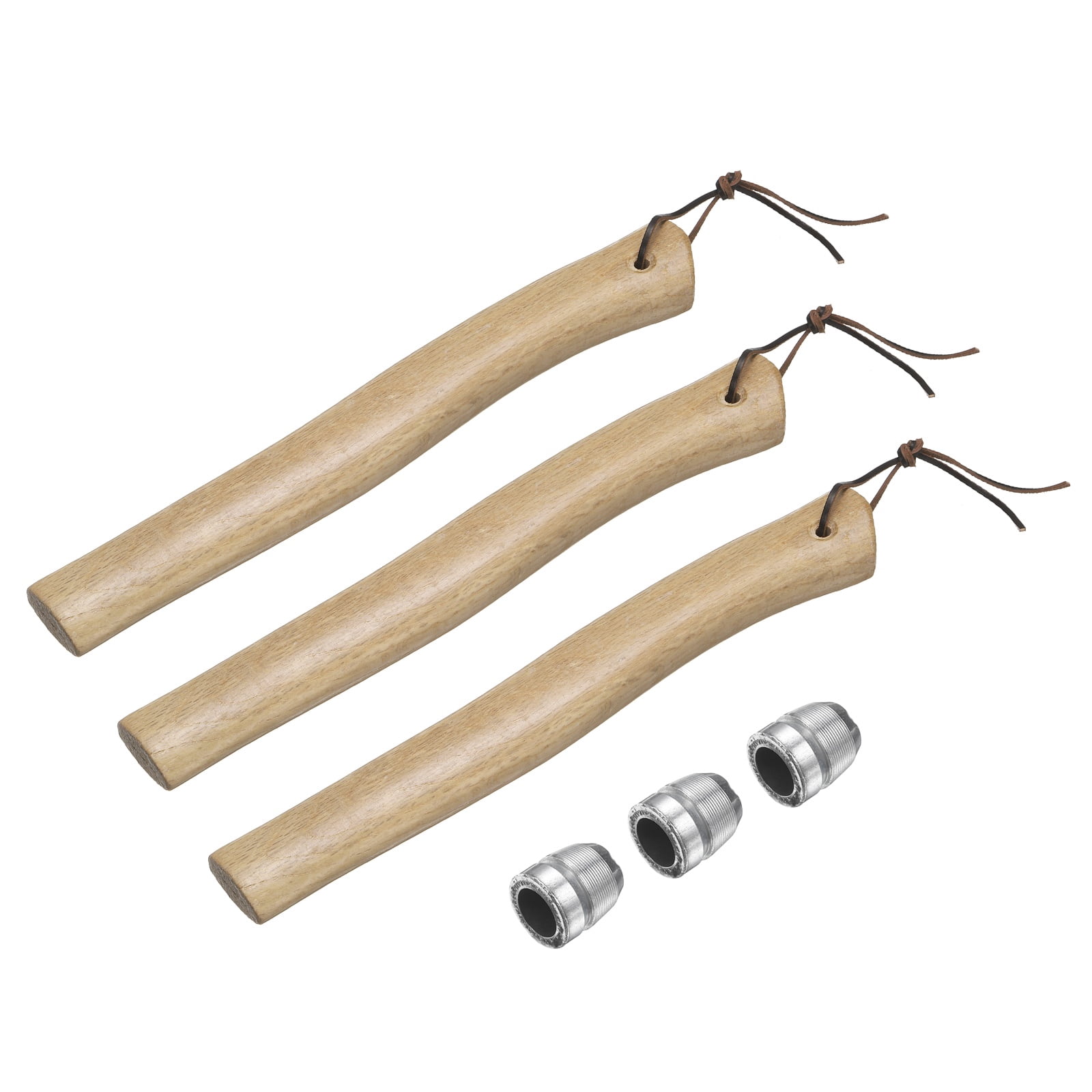 Uxcell 3pcs Wood Axe Handle Replacement 12.6" Universal Hickory Hatchet Handle with Round Wedge for Camping Gardening Axe