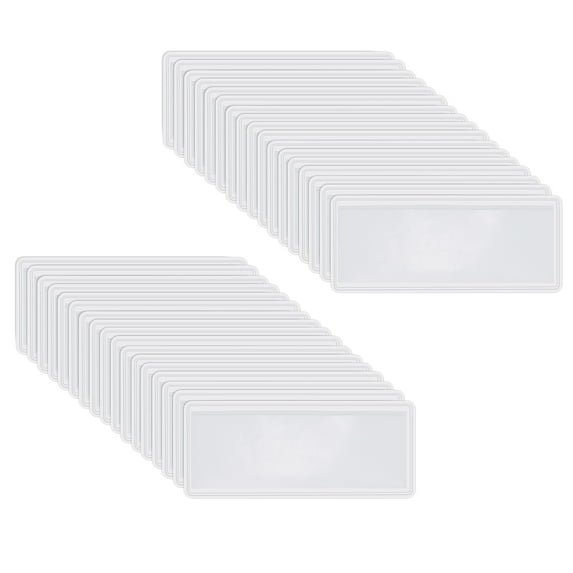 Uxcell 3x1 Inch Self Adhesive Label Holders, Clear Plastic Shelf Tags Self Stick Labels Card Pockets with Paper 50 Pcs