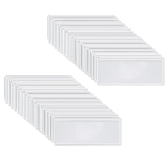 Uxcell 3x1 Inch Self Adhesive Label Holders, Clear Plastic Shelf Tags Self Stick Labels Card Pockets with Paper 50 Pcs