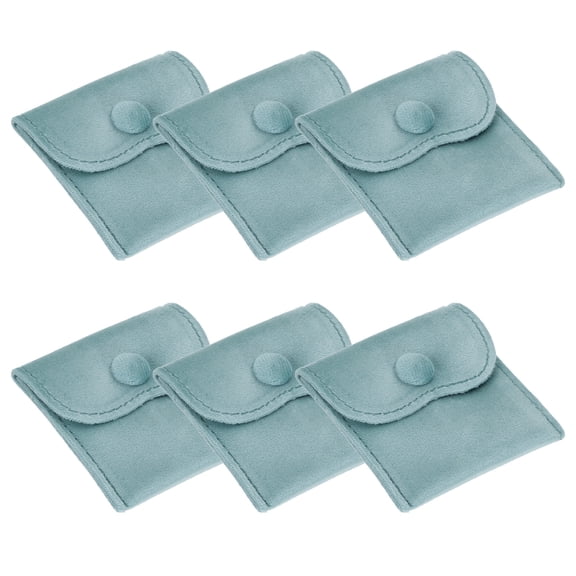 Uxcell 3x3 Inch Velvet Jewelry Pouches, Gift Bags with Snap Button for Jewelry Storage, Blue 6 Pcs