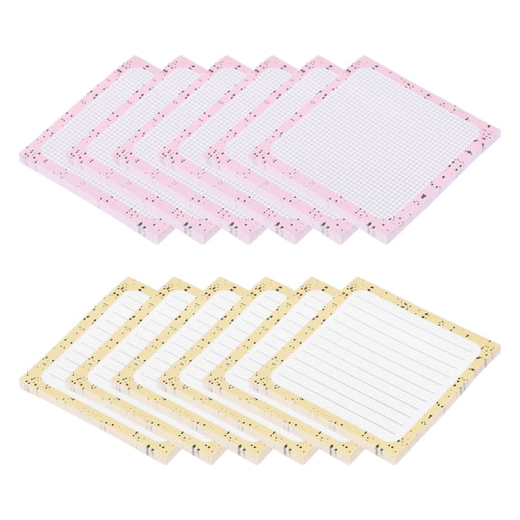 Uxcell 3x3 inch 12 Pack Cute Lined Sticky Notes Self-Stick Post-Its Cream Yellow Cream Pink for Classroom Office