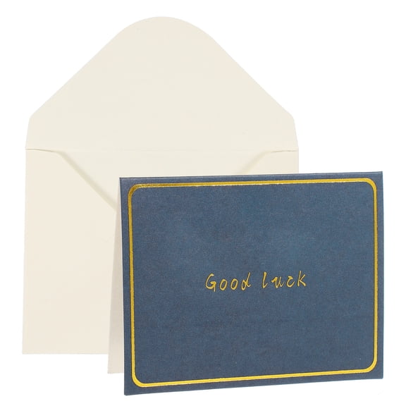 Uxcell 3x4 Good luck Cards, 20 Pcs, Navy Blue, Small Greeting Card Blank Cards and Envelopes Minimalist Gold Border for Friends Business Adult Men Woman Gift Party Wedding