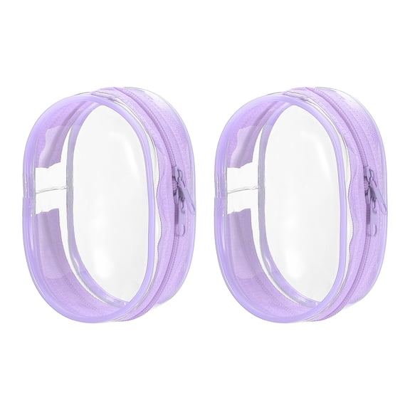 Uxcell 3x4 Inch Clear Display Bag, 2 Pcs Pouch for Collectibles Purple