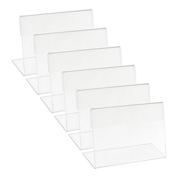 Uxcell 3x4" Wall Mount Mini Acrylic Sign Holder, Slanted Display Frame with Tape Adhesive for Office, Clear 6Pcs