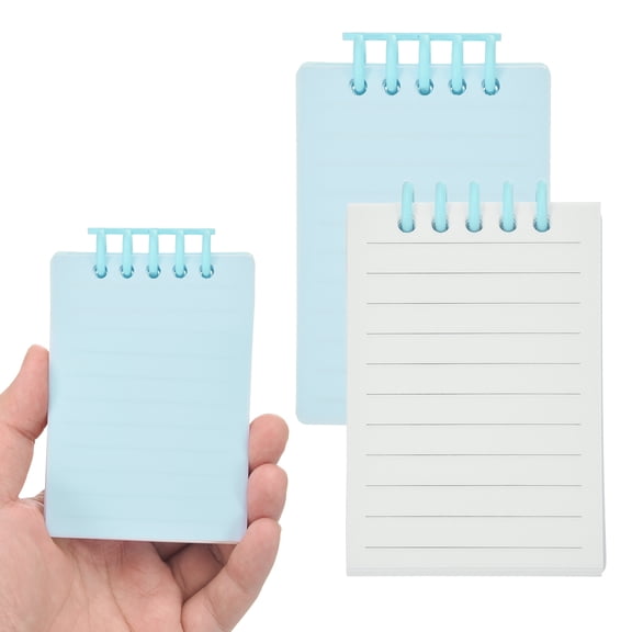 Uxcell 3x5" Aesthetic Pocket Notebooks, 2Pcs Removable Page Spiral Notepads with Lined Portable Flip Notes Mini Pads Bulk 80 Sheets/160 Pages Lined Memo for Office Work, Blue