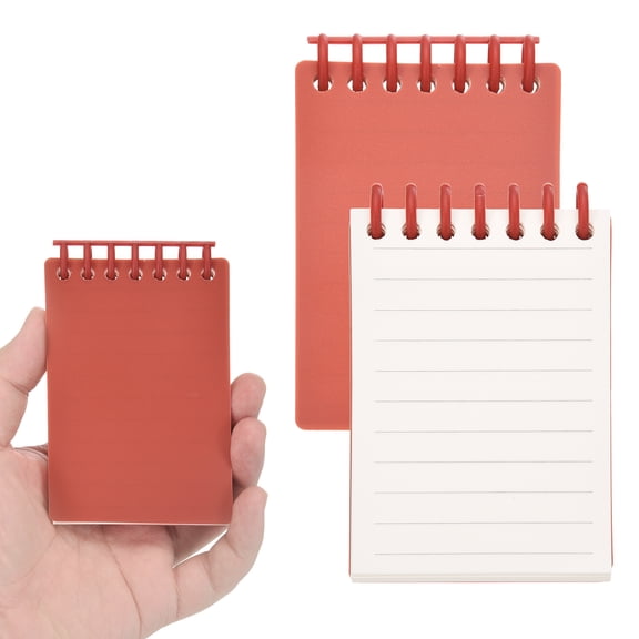 Uxcell 3x5" Aesthetic Pocket Notebooks, 2Pcs Spiral Notepads with Lined Pages Plastic Ring Portable Flip Notes Mini Note Pads Bulk 80 Sheets/160 Pages Lined Memo for Office at Work, Red
