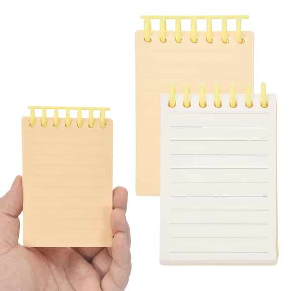 Uxcell 3x5" Aesthetic Pocket Notebooks, 2Pcs Spiral Notepads with Lined Pages Plastic Ring Portable Flip Notes Mini Note Pads Bulk 80 Sheets/160 Pages Memo for Office at Work, Yellow