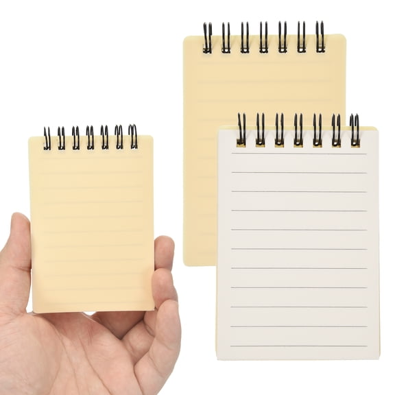 Uxcell 3x5" Aesthetic Pocket Notebooks, 2Pcs Spiral Notepads with Lined Pages Portable Flip Notes Mini Note Pads Bulk 80 Sheets/160 Pages Lined Memo for Office at Work, Yellow