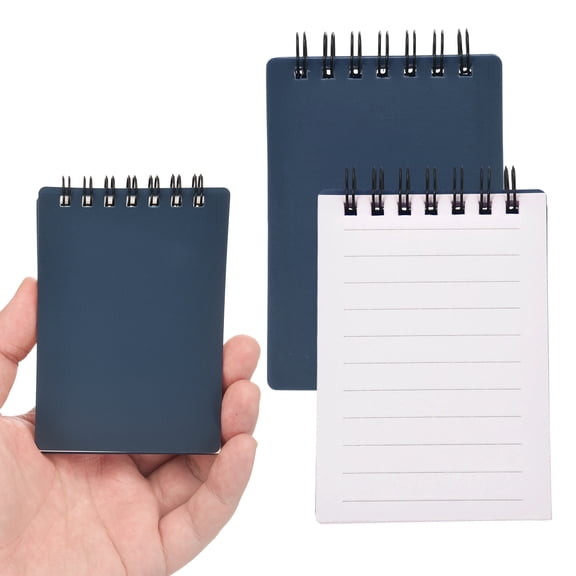 Uxcell 3x5" Aesthetic Pocket Notebooks, 2Pcs Spiral Notepads with Lined Pages Portable Flip Notes Mini Note Pads Bulk 80 Sheets/160 Pages Lined Memo for Office at Work, Blue