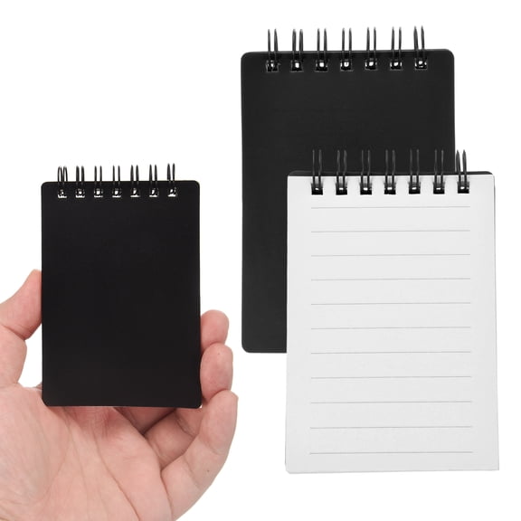 Uxcell 3x5" Aesthetic Pocket Notebooks, 2Pcs Spiral Notepads with Lined Pages Portable Flip Notes Mini Note Pads Bulk 80 Sheets/160 Pages Lined Memo for Office at Work, Black