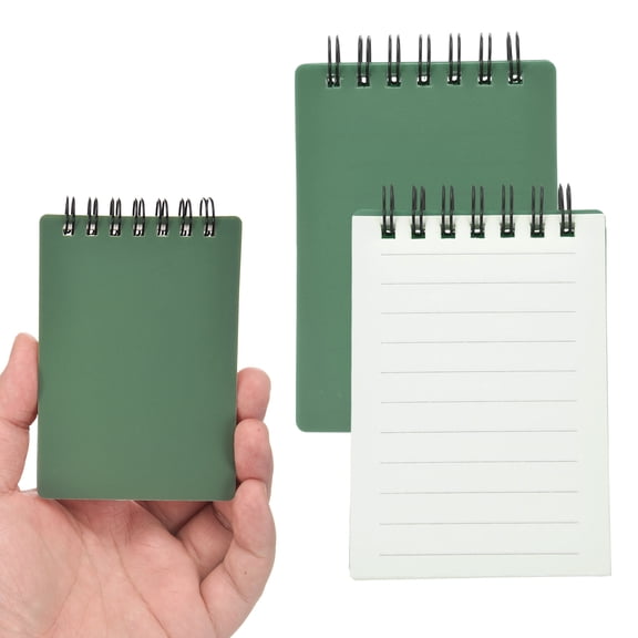 Uxcell 3x5" Aesthetic Pocket Notebooks, 2Pcs Spiral Notepads with Lined Pages Portable Flip Notes Mini Note Pads Bulk 80 Sheets/160 Pages Lined Memo for Office at Work, Green