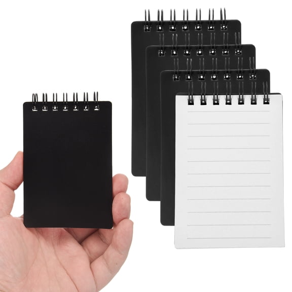 Uxcell 3x5" Aesthetic Pocket Notebooks, 4Pcs Spiral Notepads with Lined Pages Portable Flip Notes Mini Note Pads Bulk 80 Sheets/160 Pages Lined Memo for Office at Work, Black