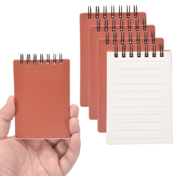 Uxcell 3x5" Aesthetic Pocket Notebooks, 4Pcs Spiral Notepads with Lined Pages Portable Flip Notes Mini Note Pads Bulk 80 Sheets/160 Pages Lined Memo for Office at Work, Red
