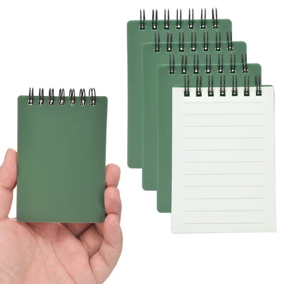 Uxcell 3x5" Aesthetic Pocket Notebooks, 4Pcs Spiral Notepads with Lined Pages Portable Flip Notes Mini Note Pads Bulk 80 Sheets/160 Pages Lined Memo for Office at Work, Green