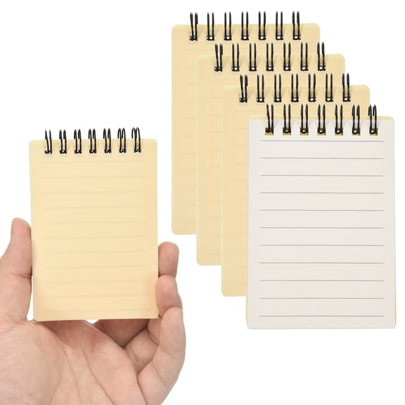 Uxcell 3x5" Aesthetic Pocket Notebooks, 4Pcs Spiral Notepads with Lined Pages Portable Flip Notes Mini Note Pads Bulk 80 Sheets/160 Pages Lined Memo for Office at Work, Yellow